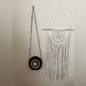 Coconut shell round sling crossbody bag